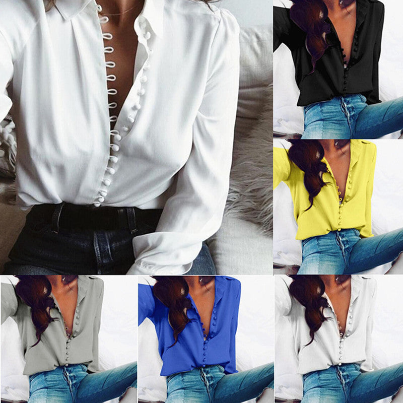 Solid Women's Shirt - Office Fashion Spring Dress