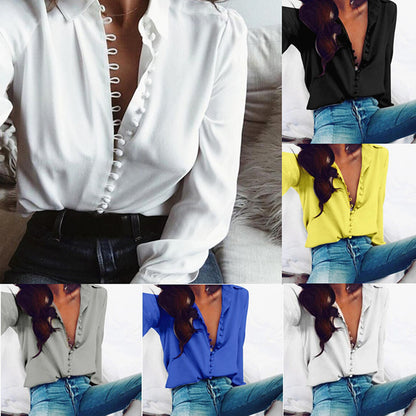 Solid Women's Shirt - Office Fashion Spring Dress