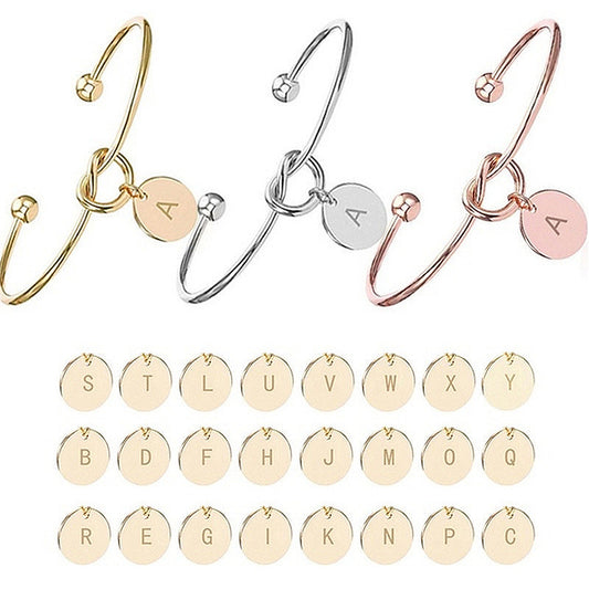 Alloy Love Knot Letter Bangle Bracelet
