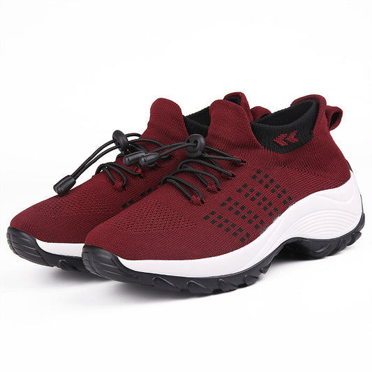 Breathable Women's Sports Shoes - Thick Bottom Design
