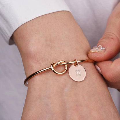 Alloy Love Knot Letter Bangle Bracelet