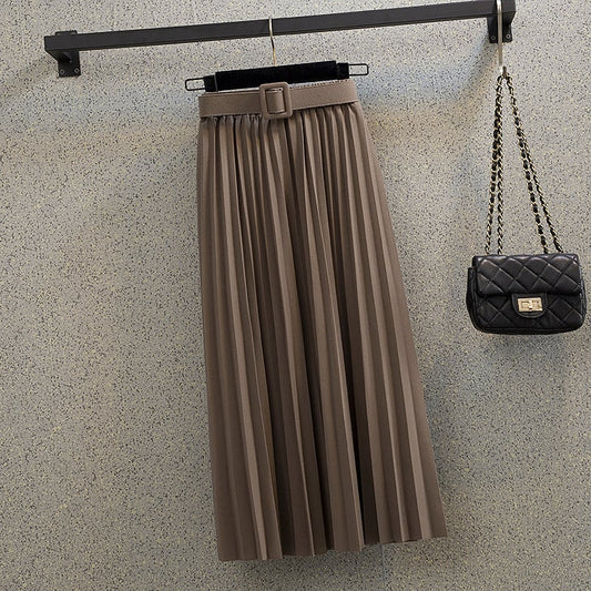 Mid-length A-line Mori Girl Pleated High Waist Skirt