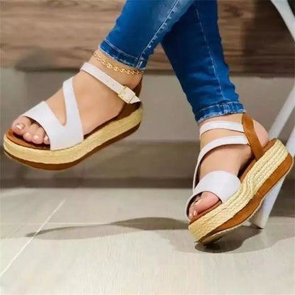 Hollow Buckle Platform Sandals for Women