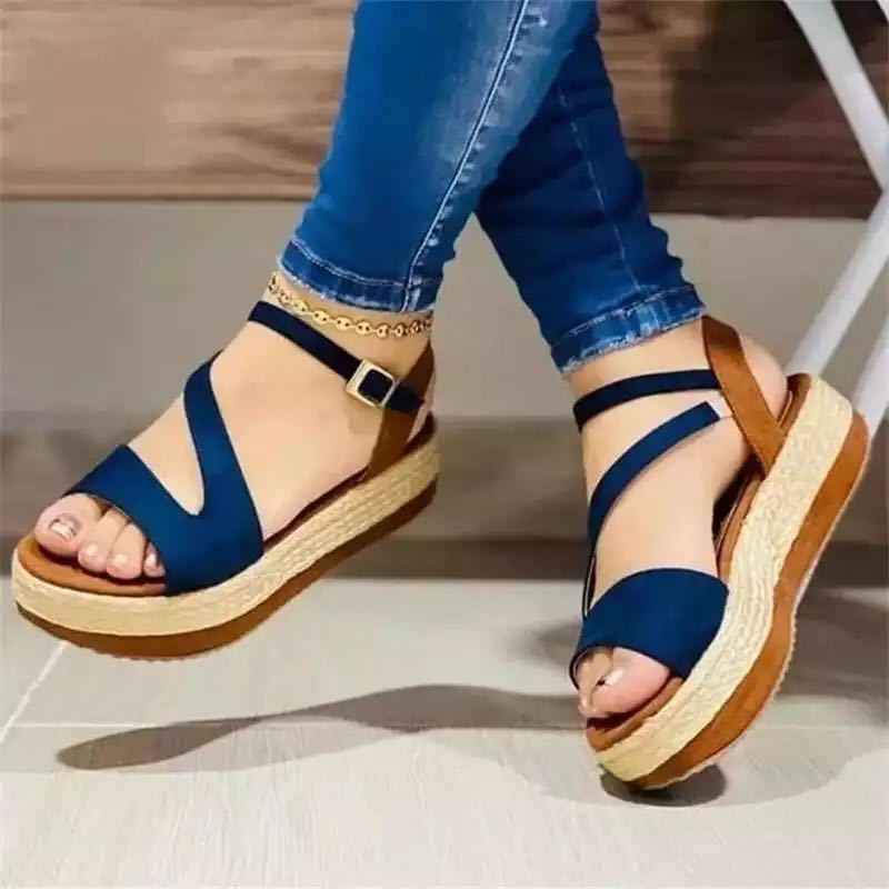 Hollow Buckle Platform Sandals for Women