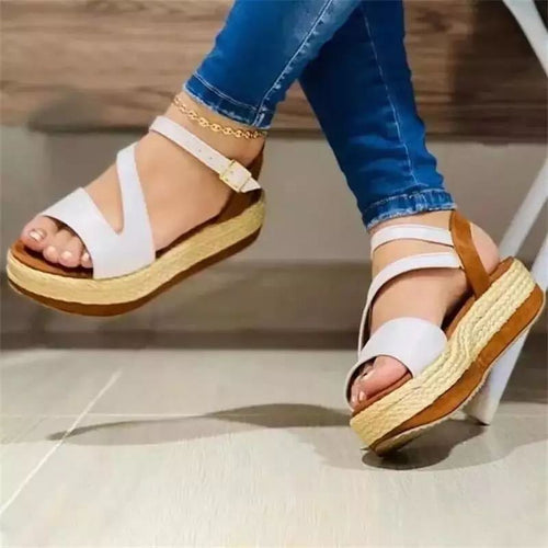 Hollow Buckle Platform Sandals for Women