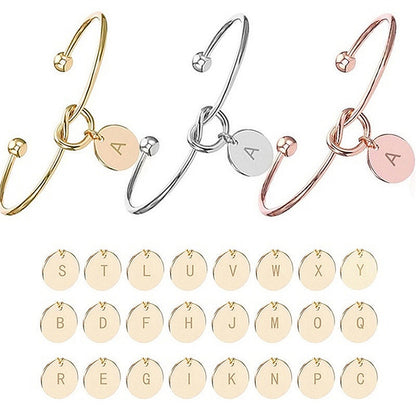 Alloy Love Knot Letter Bangle Bracelet